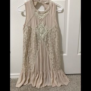 Cream dress with crochet details